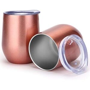 Set of 2 Wine Tumblers Rose Gold 12oz